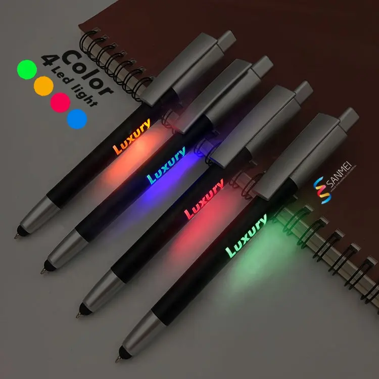 Unico dello stilo di colore blu ha condotto la penna personalizzata di luce lazer laser penna luminosa glow in the dark