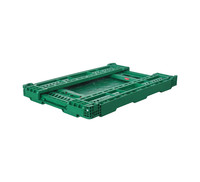 Caisse en plastique pliable en gros 600*400*140 MM, verte, durable, empilable, type maille, pour utilisation à la ferme, panier pliable