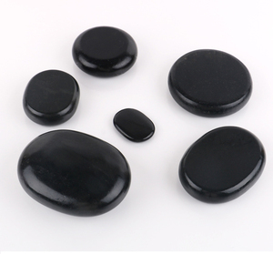 Siyah Spa enerji taşı masaj seti, doğal <span class=keywords><strong>Guasha</strong></span> sıcak masaj taşı gevşeme veya anksiyete kabartma - Product Image 3