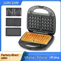 Machine à gaufres, beignets, steaks et crêpes antiadhésive en plastique, appareil de cuisson électrique domestique 850W avec tube chauffant