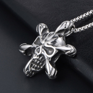 Collar de Hombre de Acero Inoxidable con Colgante de Calavera a la Moda SP566, Diseño Único y Potente - Product Image 3