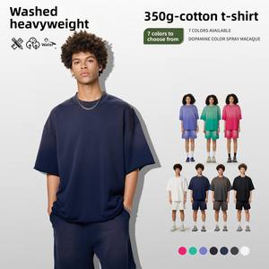 เสื้อยืดผู้ชายสไตล์อเมริกันวินเทจ น้ำหนัก 350 กรัม ทรงหลวม ไหล่ตก แขนสั้น ขายส่ง - Product Image 3