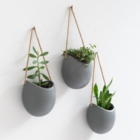 Jardinières murales noires mates suspendues pots de plantes en céramique 3 pièces décoration murale pour intérieur et balcon et jardin