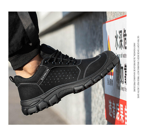 Jiankun รองเท้านิรภัยสำหรับผู้ชายและผู้หญิง, รองเท้านิรภัยใส่ทำงานสำหรับช่างเชื่อมหัวเหล็กหนังป้องกันการรั่วซึม - Product Image 6