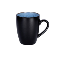 Elegance Ware Ensemble de table en porcelaine bicolore noir pour l'extérieur et bleu pour l'intérieur en céramique émaillée en vente
