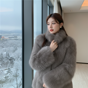 Nouvelle Tendance <span class=keywords><strong>Manteau</strong></span> Monopièce en Fourrure Hiver 2026 Style Classique Col Montant Écologique Décontracté Manches Longues 3D/Stereoscopique Femme - Product Image 6