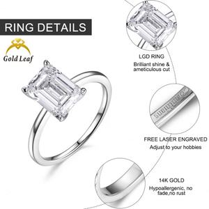 Anillo de Compromiso y Boda de Lujo Personalizado en Oro Platino de 14K para Mujer, con Diamante Cultivado en Laboratorio de 2CT VVS D, Corte Esmeralda, con Certificado IGI - Product Image 6