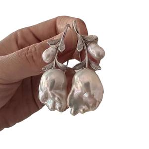 22435 S925 Accesorios de Plata para Pendientes DIY, Perlas de 9-13mm, Perlas Dobles, Joyería de Plata, Soporte Vacío para Pendientes - Product Image 4