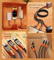Câble de charge tressé en nylon 3 en 1 100W 6A Type C Charge rapide Câble de données pour téléphone portable Connecteurs Micro USB et USB C
