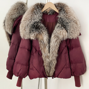 OFTBUY 2025 Nuovo Piumino Invernale Oversize con Vera Pelliccia di Procione, Maniche in Maglia, Giacca in Piuma d'Oca Bianca per <span class=keywords><strong>Donna</strong></span> - Product Image 4