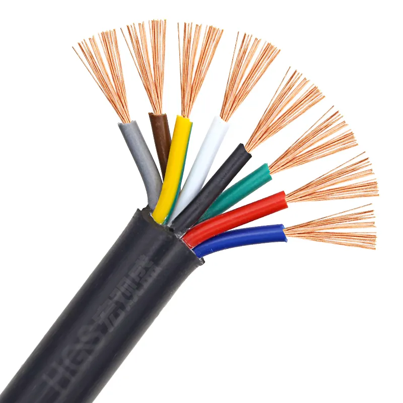 RVV8 Core Kabel 0.3 0.5 0.75 Vierkante Schede Draad Gb Koperen Kern Kabel Zuiver Koper 8 Core Draad