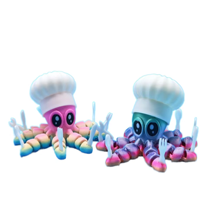 Vashine Figurine d'action créative colorée imprimée en 3D en PLA, jouet pieuvre articulé pour enfants, modèle Pieuvre du chef - Product Image 2