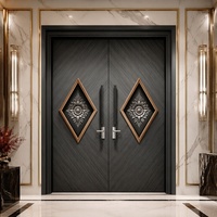 Serrure intelligente double sécurité BOCHARM en acier bronze antique à motif soleil pour porte extérieure de villa en pierre