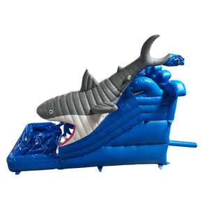 Château gonflable de toboggan aquatique de grande attaque de requin de taille adulte commerciale en gros comportant la piscine pour sauter et jouer - Product Image 1