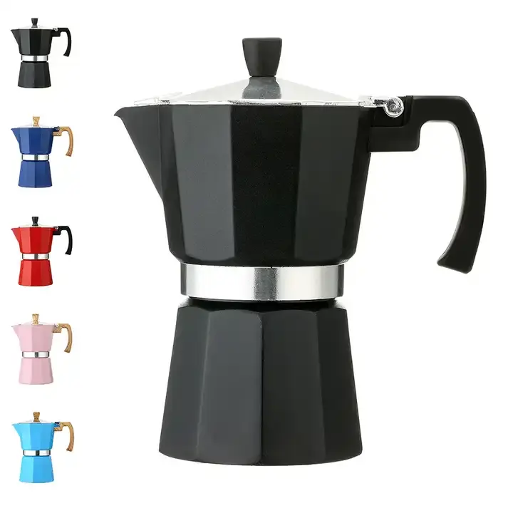 Vente chaude Style Italien Noir Rouge Bleu Blanc Couleur Induction Cuisinière En Aluminium Portable Espresso Cafetière