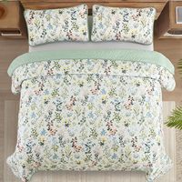Ensemble de couette imprimé motif floral toutes saisons, parure de lit matelassée avec housse de couette