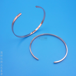 Bracelet en acier inoxydable plaqué or rose, forme ouverte en C, unisexe, à porter tous les jours, design géométrique, bord étroit, bracelet en métal - Product Image 2