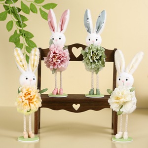 Figurines de Lapin de Pâques Debout DAMAI, Décoration de Cheminée pour Salon, Ornées de Fleurs, Idéales pour les Fêtes de Pâques - Vente Flash - Product Image 1