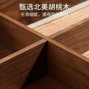 Caja de frutas con múltiples compartimentos de madera de nogal, contenedor de almacenamiento rectangular de 35x35x6,5 cm para aperitivos y frutas secas, uso en sala de estar - Product Image 3