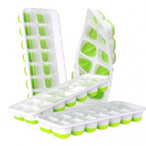 Moldes de silicona para cubitos de hielo de fácil desmolde con tapa extraíble, certificados LFGB, libres de BPA, con cubiertas. - Product Image 5
