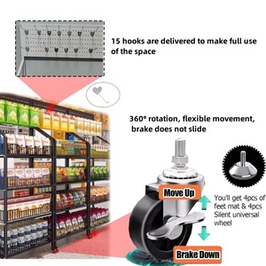 Magasin de détail supermarché noir Snack présentoir magasin étagère 4ème étage affichage panier avec panneau perforé - Product Image 2