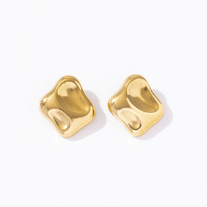 Geometric <b>Stud</b> Earrings <b>Titanium</b> Steel 18K Gold Plated High End Party Fashion Women's Jewelry - Product Image 2