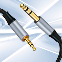 Kabel Audio Stereo Mono Jack 3.5mm Pria ke 6.5mm Pria Kustom OEM ODM 1/8 ke 1/4 Kabel Jalinan Nilon Kompatibel untuk ipod Laptop
