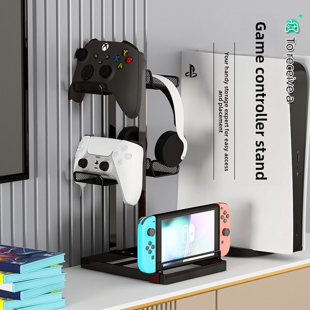 Universal Metal Standing Type Game Controller Stand and Storage Rack for Xbox PS5 PS4 Switch Headphones Phones-Creative Design