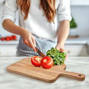 Planche à découper en bois de chêne Plateau de service Poignée Écologique Durable Planche à découper de cuisine pour charcuterie Cadeau de pendaison de crémaillère - Product Image 6