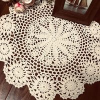 Napperons ronds en coton crocheté faits main de 13 pouces, couleur beige, design moderne, multifonctionnels et lavables
