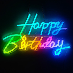 Lumière néon LED tout-en-un à dégradé de couleurs, joyeux anniversaire, plusieurs modes, éclairage décoratif modifiable via application, lumière d'ambiance pour enfants, 5V - Product Image 1