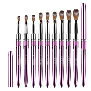 Pinceau à ongles 100% poils de Kolinsky, manche métallique rose-violet effet diamant, pour sculpture et extension de gel - Product Image 5