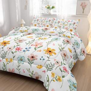 Ensemble de couette élégant à motif floral rose et jaune, taille King, tissé en coton 3D, garni de coton, 2 taies d'oreiller, pour la maison, mariage, toutes saisons, Chine - Product Image 2