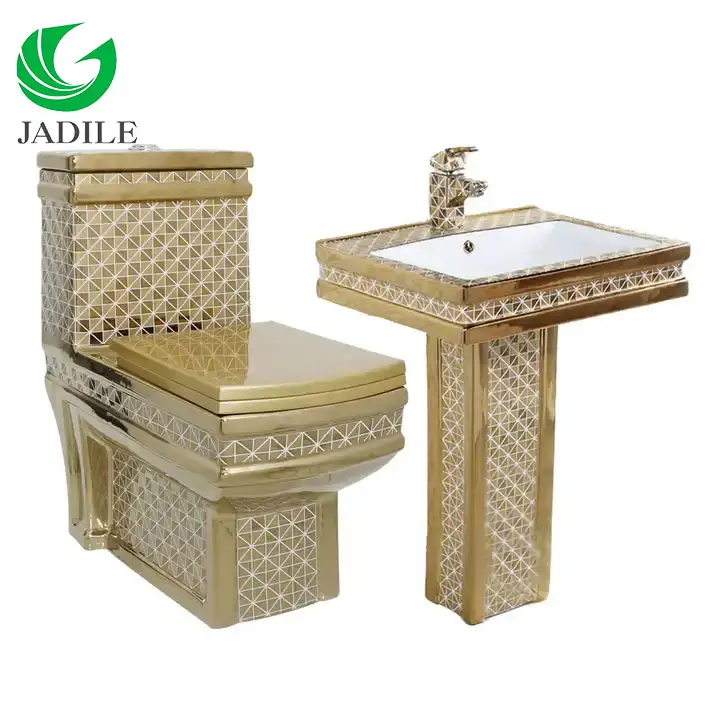 Inodoros sanitário de cerâmica, conjunto de vaso sanitário de cerâmica europeu, dourado, commodo banhado, vaso sanitário e bacia de luxo wc