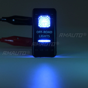 Interrupteurs à bascule étanches 12V 24V pour voiture, bateau, caravane, avec double barre lumineuse LED bleue, universels 4x4, pour feux latéraux DROIT GAUCHE - Product Image 4
