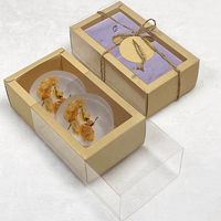 Boîte-cadeau transparente au design exquis avec décoration du dieu du chanvre et étiquette de bricolage Boîte-cadeau recyclable en papier kraft de haute qualité
