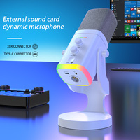 Microphone à condensateur dynamique YU8 avec éclairage RGB, suppression du bruit, 48V, léger, filaire, type-C, pour streaming en direct, jeux et enregistrement