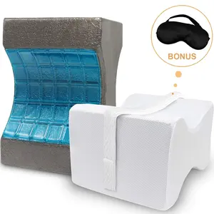 Comfort 100% Memory Foam Gel Knee Wedge Cushion Pillow With Adjustable Removable Strap Leg Pillow For Sleeping