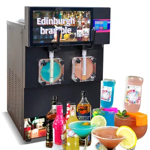 Distribuidor de suco comercial, margarita granita, smoothies, cappucinos, máquina de bebida congelada com luz led, 2 tanques