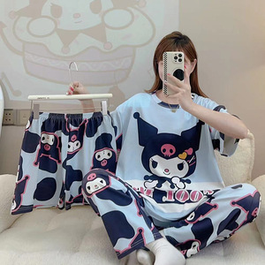 Nuevo Conjunto de Pijama de Verano 2026 de 3 Piezas para Mujer, Diseño de Dibujos Animados, Manga Corta, Delgado, Talla Grande, Ropa de Casa, Pijamas para Niños - Product Image 2