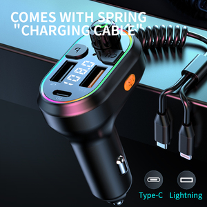 Handsfree Car <strong>Kit</strong> <strong>FM</strong> Transmitter 25W PD Fast Charge U Disk Wireless Audio <strong>Receiver</strong> Car MP3 Player Wtih Expansion Cable - Product Image 2