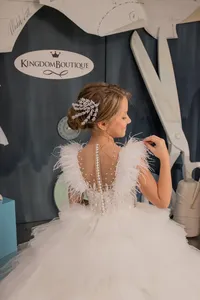 Abiti <span class=keywords><strong>da</strong></span> ragazza di fiori bianchi per matrimonio per bambini festa di ragazze spettacolo <span class=keywords><strong>principessa</strong></span> abiti <span class=keywords><strong>da</strong></span> ballo a strati di compleanno - Product Image 2