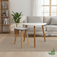 Ensemble de tables basses triangulaires en bambou, assemblage rapide, table d'appoint durable pour salon et chambre à coucher