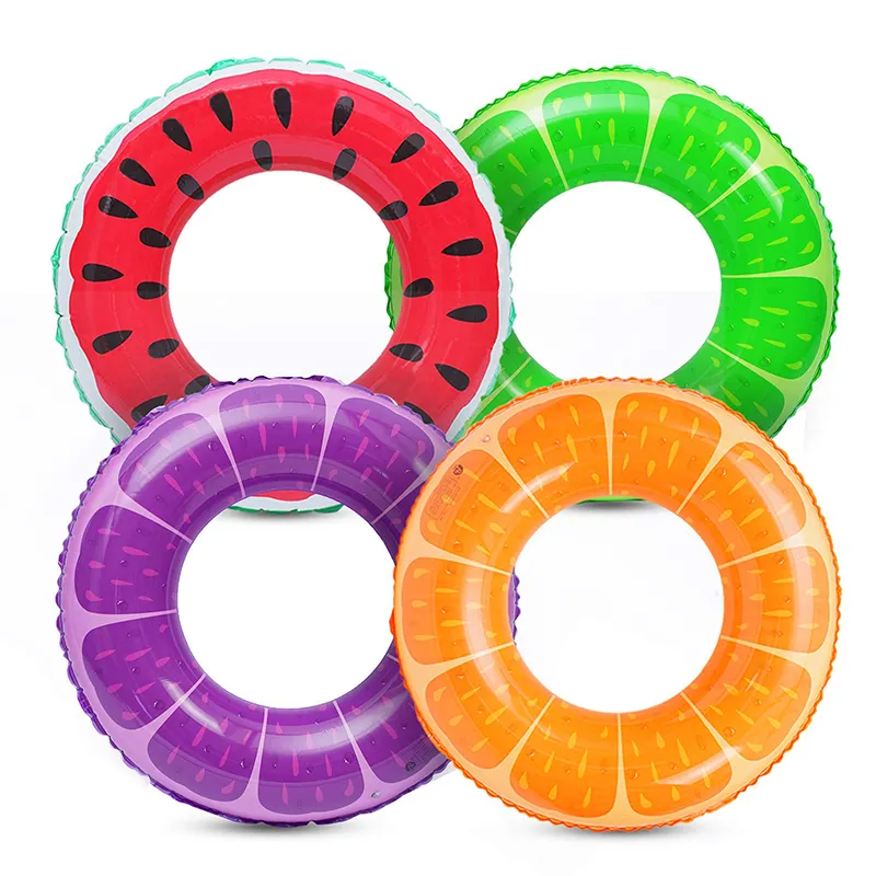 Baobiao OEM Custom Logo Recycle PVC Fruit 90cm Nick Baby Adult Child Kids Mini Inflatable Swimming Pool Ring Float With Handle