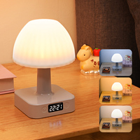 Lampe de chevet LED rechargeable à commande tactile, affichage de l'horloge numérique, lumière de nuit à 3 couleurs, lampe sans fil à piles pour chambre à coucher, chambre d'enfant