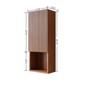<span class=keywords><strong>Armoire</strong></span> <span class=keywords><strong>murale</strong></span> de salle de bain en bois cannelé <span class=keywords><strong>avec</strong></span> étagère ouverte, <span class=keywords><strong>armoire</strong></span> de rangement latérale pour salle de bain <span class=keywords><strong>avec</strong></span> compartiment caché, organisateur mural - Product Image 3