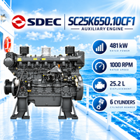 Moteur auxiliaire de navire SDEC SC25K650.10CF1 481kW 1000RPM, générateur marin 25.2L 6 cylindres, système d'alimentation commercial