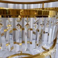 Gouttes de cristal en acier inoxydable, gâteau de mariage doré, table ronde