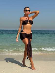 2025 nueva moda europea americana Sexy <span class=keywords><strong>Bikini</strong></span> <span class=keywords><strong>de</strong></span> tres piezas traje <span class=keywords><strong>de</strong></span> baño para mujer servicio OEM transfronterizo joyería Halter transfronteriza - Product Image 6