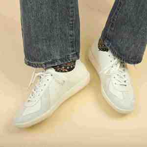 Baskets d'entraînement allemandes rétro décontractées en cuir pleine fleur, color-block, à lacets, pour l'été, à bout carré et antidérapantes - Product Image 6